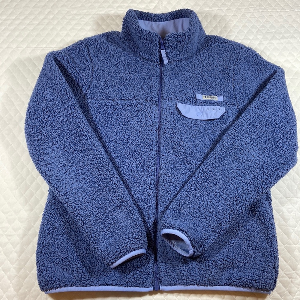 Columbia Zip Front Teddy Bear Coat. Like New. Size Large. Blue.